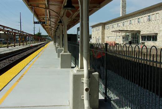 Exterior platform with refurbished canopy.