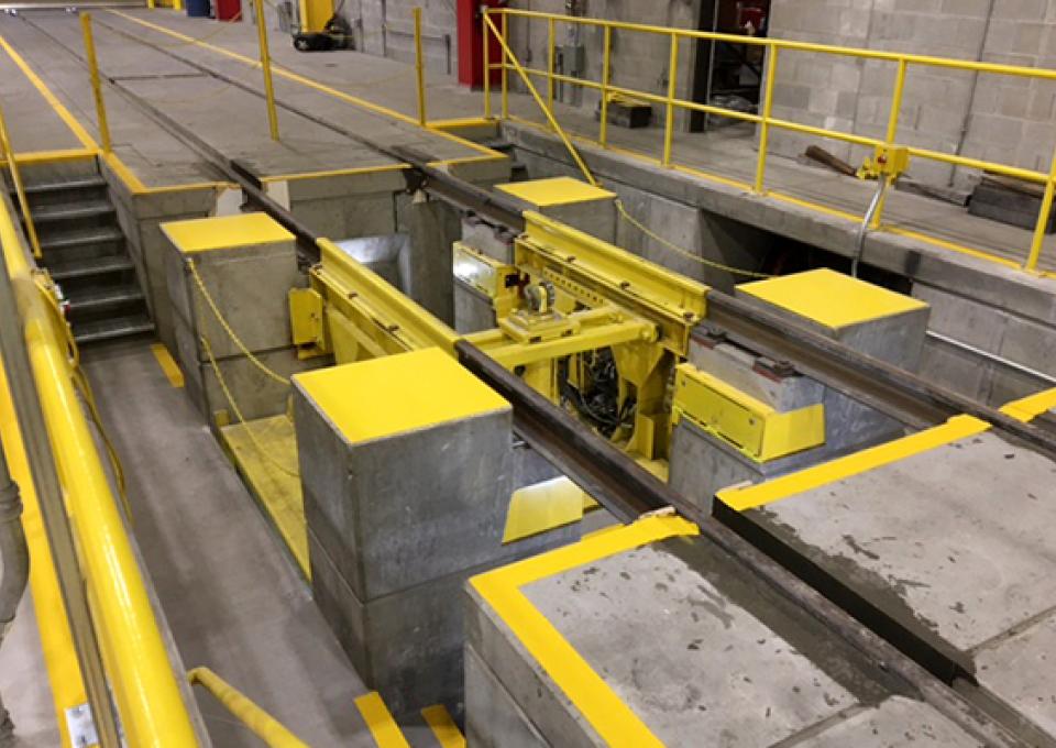 Detail of drop floor for locomotive mainenance.