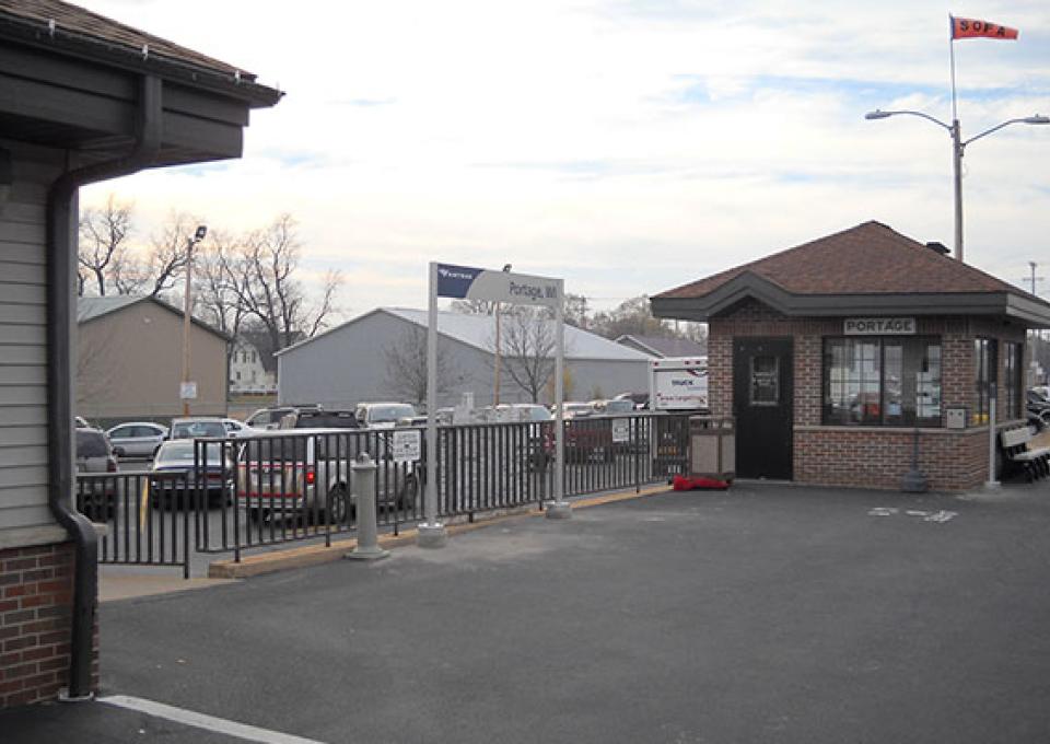 Amtrak ARRA Portage, IN - New signage and platform paving.