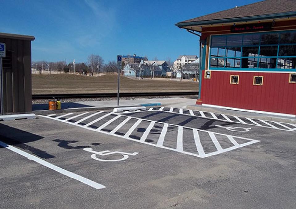 Amtrak ARRA St. Joseph, MI - New parking lot striping.