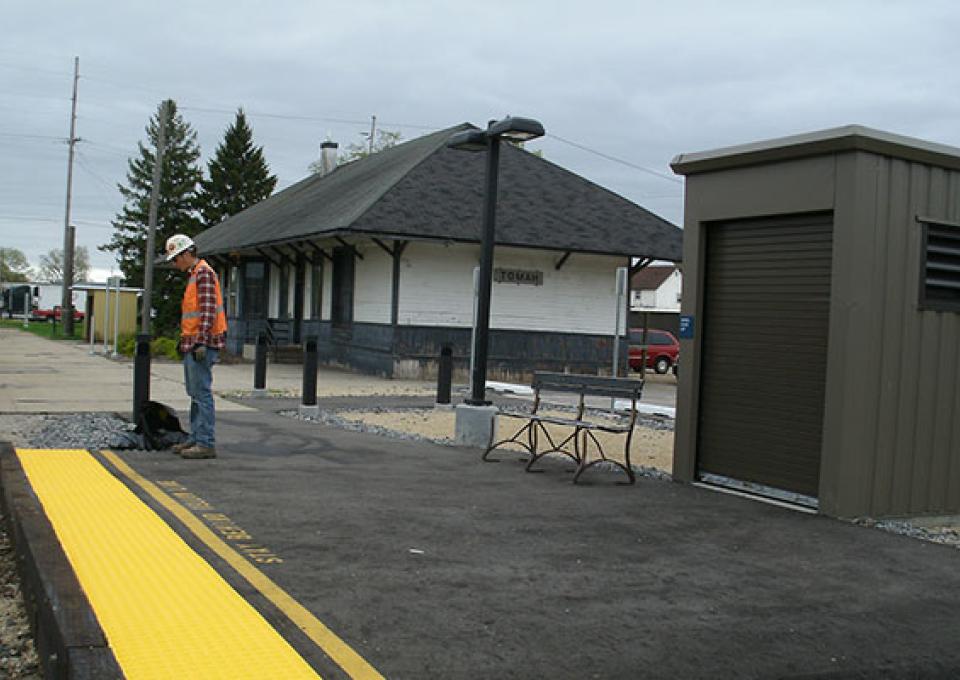 Amtrak ARRA Tomah, WI - New handicap lift storage and detectable warning tile.