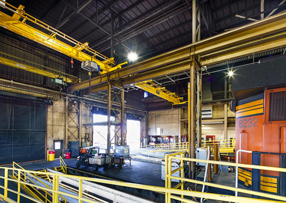 Five-ton crane seen from maintenance platform.