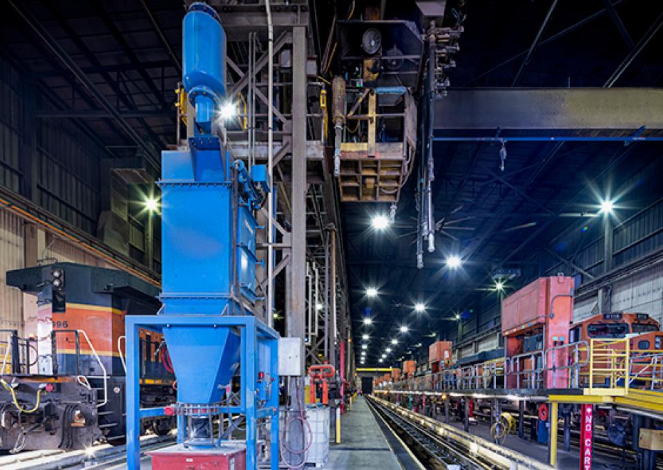 Maintenance Building interior with a view of the Sanding Control System.