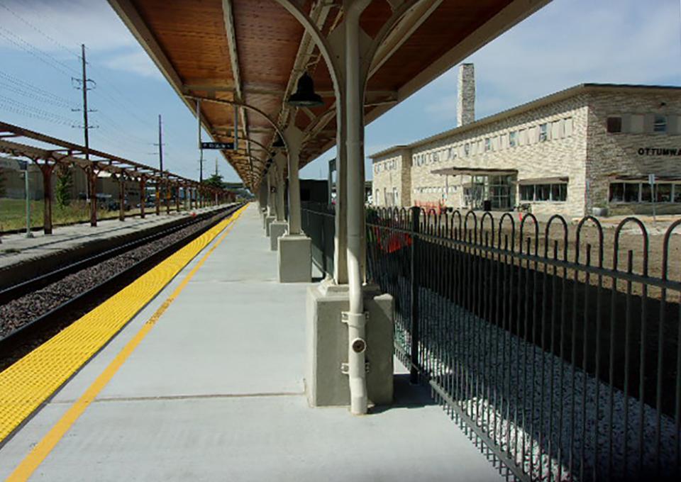 Exterior platform with refurbished canopy.